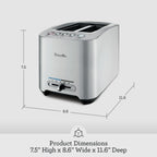 Breville Die-Cast Smart Toaster, 2-Slice, Brushed Stainless Steel