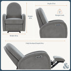 Austin Power Glider Recliner | Contemporary Nursery Glider Chair with Adjustable Headrest & Glide | Live Smart Stain-Resistant Fabric | Modern Recliner Chair for Nursery & Living Spaces, Gray
