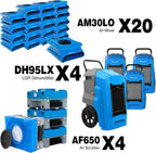 MOUNTO Water Damage Restoration Combo Package Deals (20xAir Mover, 4x Air Scrubber, 4x LGR Dehumidifiers)