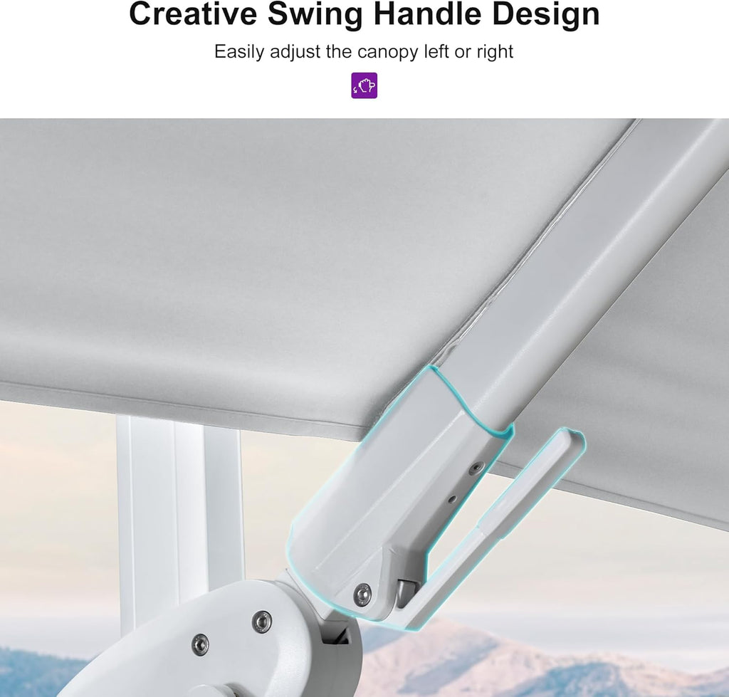 PURPLE LEAF 9' X 12' Right-left Tilt Patio Umbrella Swivel White Cantilever Umbrella with Tilt Aluminum Outdoor Umbrella with 360° Rotation for Deck Pool Garden, White
