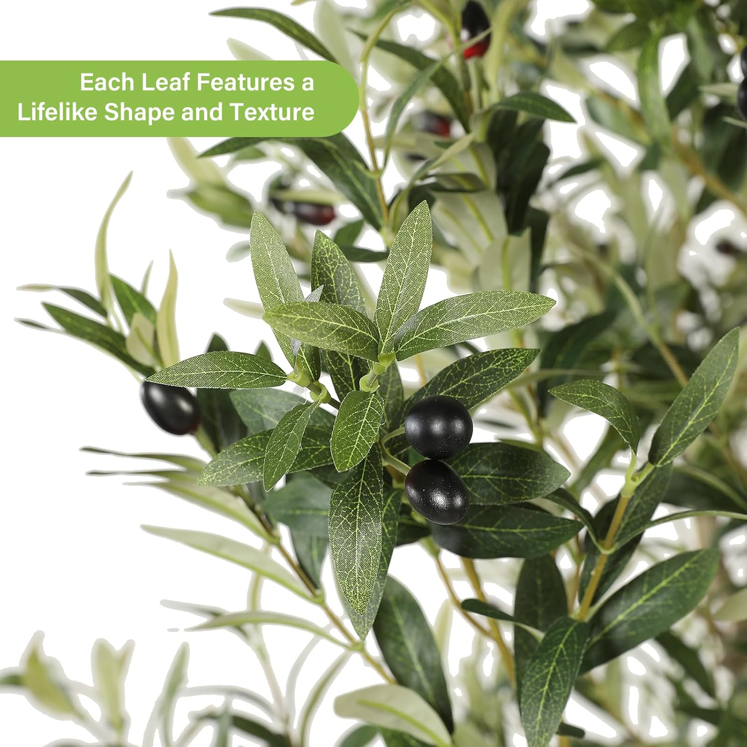 Olive Trees Artificial Indoor 7ft – Faux Olive Tree 7 Feet with Natural Looking Trunk, Realistic Leaves and Lifelike Fruits, Fake Olive Tree for Home Office Living Room Decor