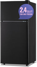 DEMULLER 2.4 Cu.Ft Small Refrigerator with Freezer Mini Fridge Removable Plastic Shelves Ideal for Apartment,Dormitory Black