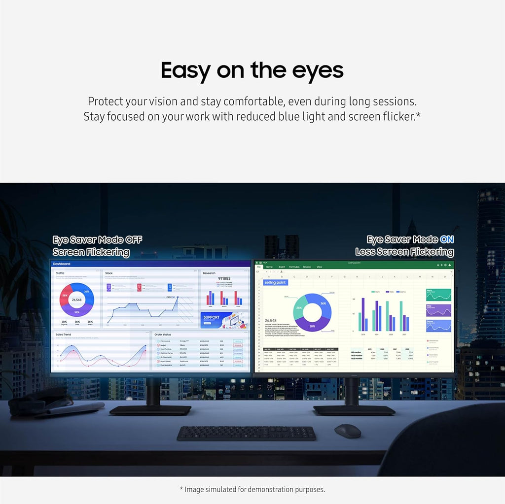 Samsung 24” (S40GD) Borderless Business Monitor with IPS Panel  100Hz Refresh Rate  Eye Saver Mode  Ergonomic Design  Game Picture Mode  LS24D402GANXGO  3 Yr Warranty