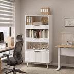 Foxemart White File Storage Cabinet & 4-Tier Multifunctional Storage, 51.1”Tall Storage Cabinet, Narrow Storage Cabinet for Home Office, Bathroom, Kitchen, Pantry, Living Room, Bedroom