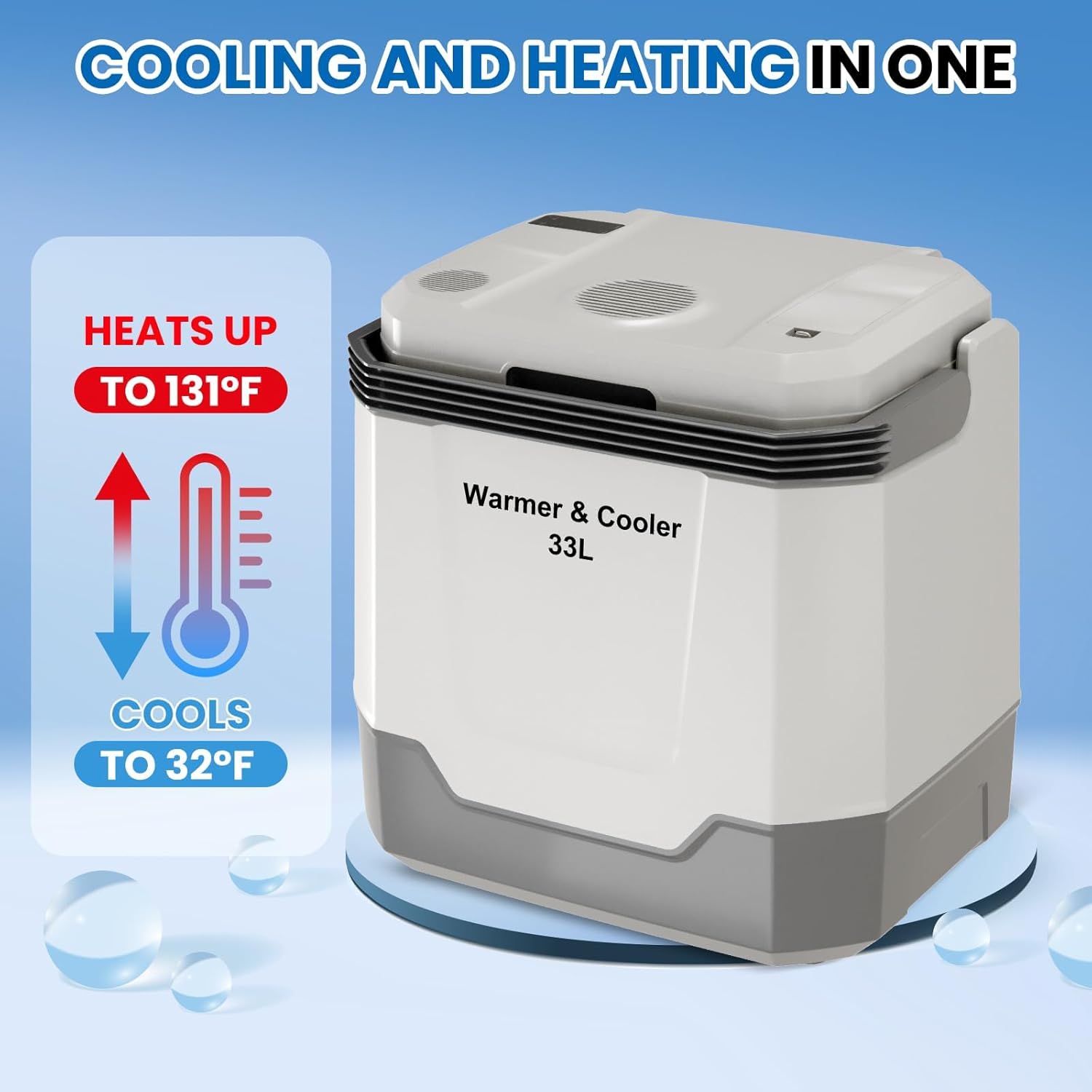 TrailBlaze Portable Electric Car Refrigerator & Warmer - 35 Quart (33L) Capacity, Automatic Locking Handle, Dual Power 12V/110V - No Ice Needed, Home, Office, Vehicle