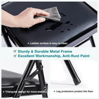 DUMOS 4 Pack PU Leather Padded Folding Chair, Indoor Outdoor Portable Stackable Seat with Steel Frame, for Home, Office, Party, Dining, Black