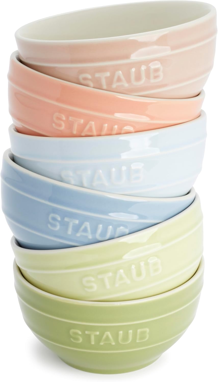 Staub Ceramic 6-pc 4.75-inch Small Universal Bowl Macaron Pastel Colors