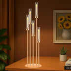 10 Set 5 Arm Golden Candle Holder with Acrylic Lampshade, 41.3'' Tall Candlesticks Holder for Christmas Wedding Housewarming Gift,Metal Candle Holders Candlestick Centerpiece,Fit 0.87'' LED Candle