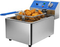 TOPKITCH 6L Electric Deep Fryer with Removable Oil Container and Handle, Solid Wire Mesh Basket and Lid, Lightweight Commercial Countertop Fryers - 120V 1800W