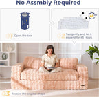 MAXYOYO 3-Seater Boneless Sofa Couch, Modern Bubbled Sofa for Living Room, Soft Bean Bag Chair High-Density Foam Couch with Pillows, No Assembly Required