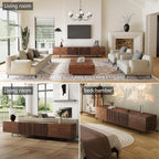 94.48" Mid Century Modern TV Stand for TVs up to 70"-90",Tv Console with 4 Storage Cabinets, Media Furniture for Living Room or Bedroom,Walnut