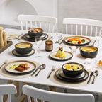 vancasso Plates and Bowls Sets, Ceramic Dinnerware Sets Stoneware Kitchen Dishes Dishware Mircowave and Dishwasher Safe, 18 Pieces, Oyster White