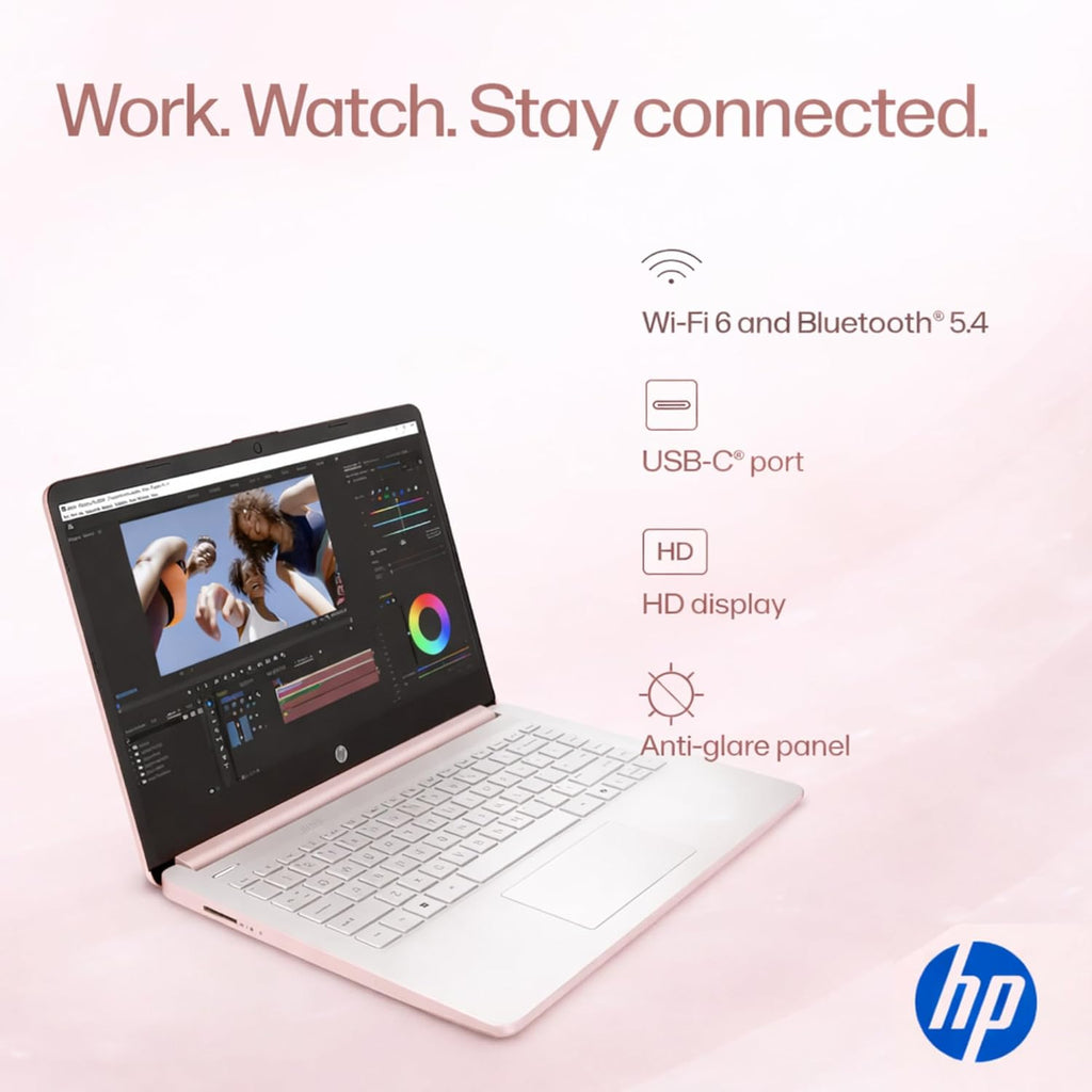 HP Ultrabook Laptop  8GB RAM  1.1TB Storage (1TB OneDrive + 64GB SSD)  Microsoft 365 Included  Intel 2-Core | Fast  Smart  Budget-Friendly  AI-Ready Essential no Mouse  Rose Gold