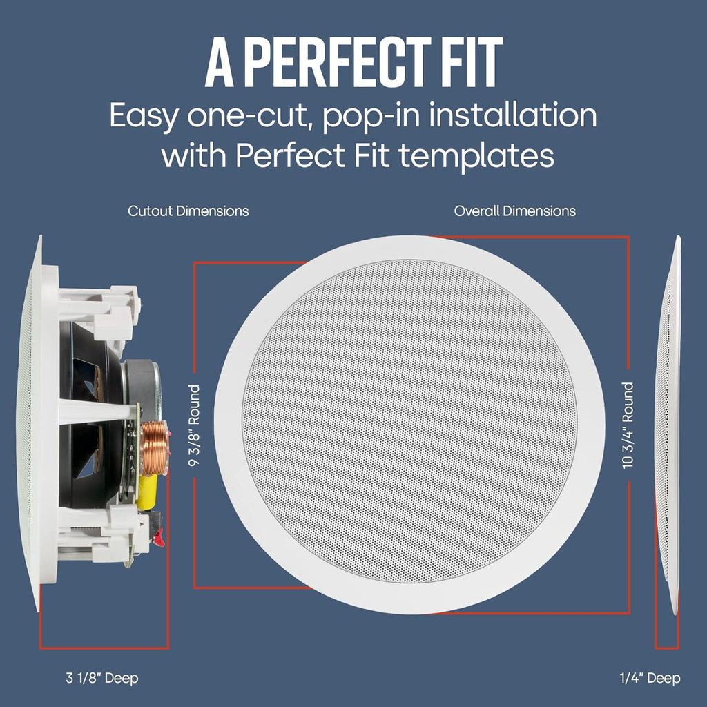 Polk Audio RC80i 2-Way Premium In Ceiling Speakers 8" Round (Set of 2) Perfect for Damp and Humid Indoor/Outdoor Placement - Bluetooth Ceiling Speakers