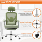 Sweetcrispy Office Computer Desk Chair, Ergonomic High-Back Mesh Rolling Work Swivel Chairs with Wheels, Comfortable Lumbar Support, Comfy Arms for Home, Bedroom, Study, Student, Green