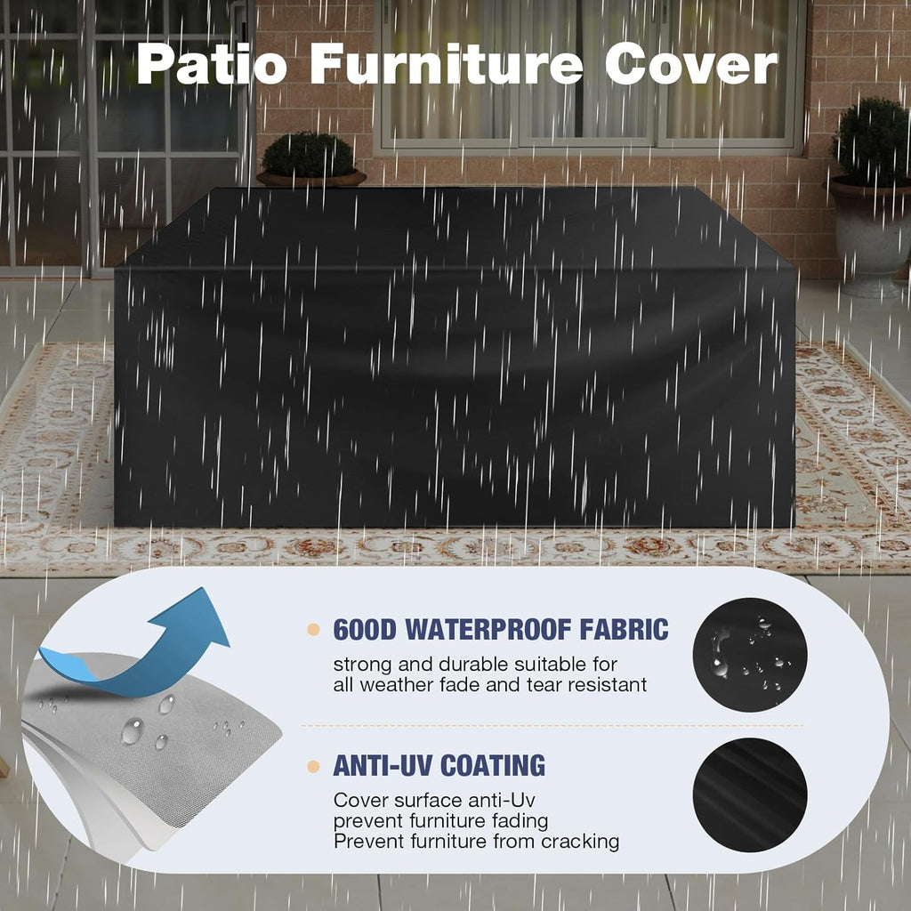 Aoxun Aluminum Patio Furniture Set 7 Seats  Oversized Outdoor Sectional with Washable Thick Cushions  Coffee Table and Waterproof Cover  Patio Conversation Sets for Porch  Balcony  Deck
