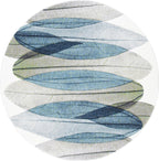 SAFAVIEH Hollywood Collection Round Rug - 8' Round, Ivory & Blue Green, Contemporary Design, Stain Resistant, Ideal for High Traffic Areas in Living Room, Bedroom & Dining Room (HLW703A-8R)
