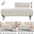 NIOIIKIT 49.6" Modern Loveseat Sofa Couch, Upholstered Accent Sofa with Golden Legs and Adjustable Backrest, Small Faux Fur Couches for Bedroom, Living Room, Compact Small Space (Beige)