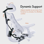 LiberNovo Dynamic Ergonomic Office Chair - Comfy Adjustable Desk Chair with Adaptive Lumbar Support, 160° Recline & Built-in Spine Stretch for Back Comfort, Home Office Long Hours Use, Gray+48cm