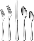 Luciella Tropea Polished Flatware Set for 8, 45-Piece Premium 18/10 Stainless Steel Silverware Set with Serving Utensils, Modern Mirror Finish, Rust Resistant, Dishwasher Safe