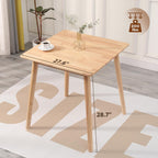OGMILL 27.6" Small Square Dining Table for 2, Space-Saving Natural Kitchen Dinner Table Rustic Wood Mid Century Modern Table with Solid Wood Leg for Small Spaces