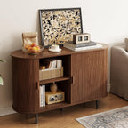 ONBRILL 48" Sideboard Buffet Cabinet with Storage, Storage Cabinet with Sliding Door & Adjustable Shelf, Modern Accent Coffee Bar Console Table for Kitchen, Entryway, Walnut