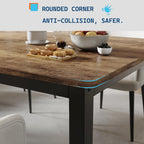 GarveeHome 70.8 in Industrial Dining Table for 6, Wooden Long Dinner Table with Mortise Tenon Design, Kitchen Table with Sturdy Metal Legs, for Dining Room Home Office Living Room, Retro