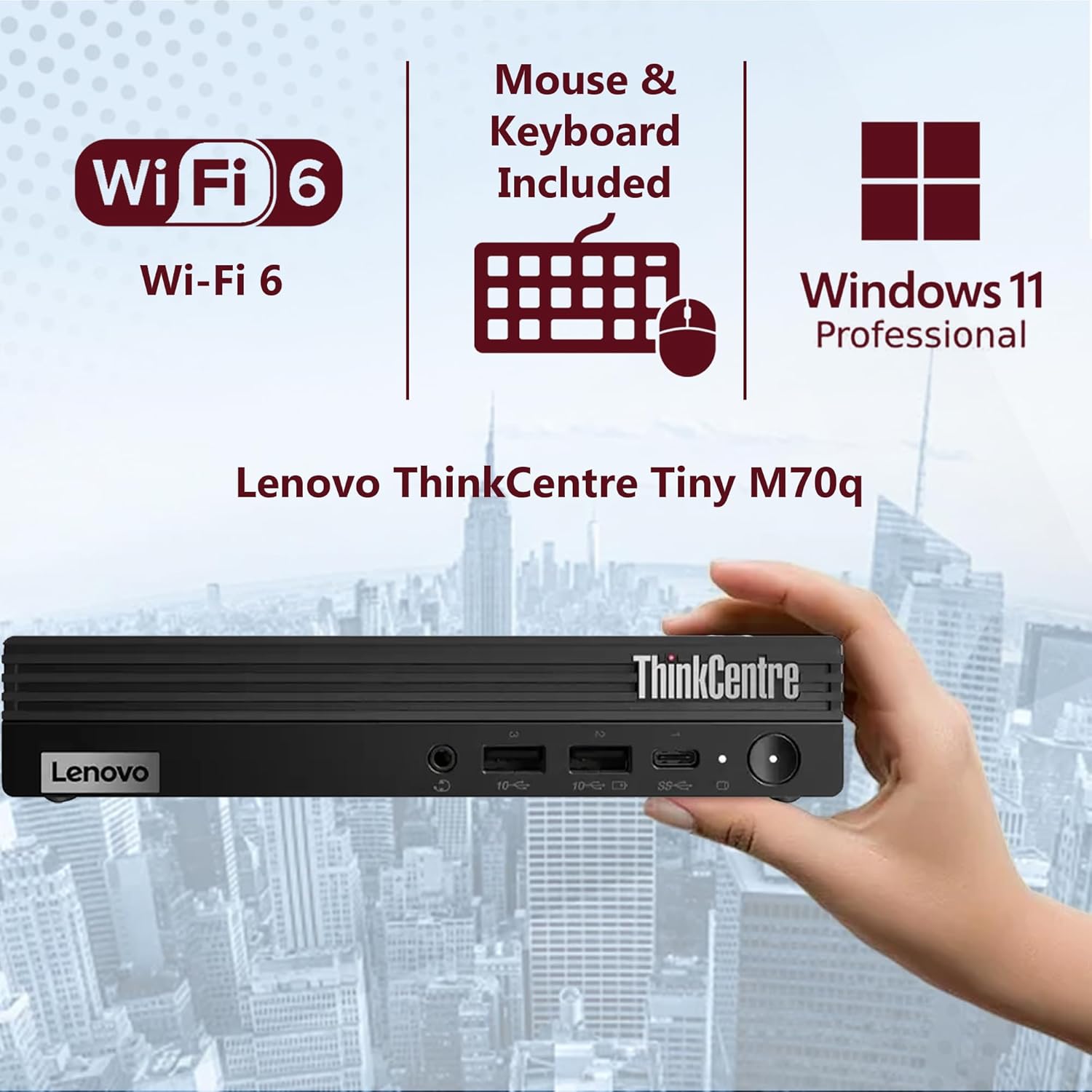 Lenovo ThinkCentre Tiny M70q Gen 5 Intel 10-Core i5-14400T (Beat i7-13700T)  32GB DDR5 RAM  1TB NVMe  WiFi 6  Bluetooth  RJ-45  DP Port  HDMI  W11P  Business Desktop  3 Yr Wty