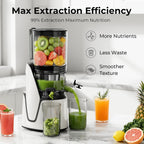 Juicer Machines, 3-in-1 Cold Press Juicer with 6.5" Extra Large Chute, 100oz Large Capacity, AC Motor, Makes Juice, Nut Milk & Sorbet, Bright White