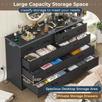 DICTAC Black Dresser for Bedroom with 10 Drawers, Large Chest of Drawers Storage Organizer, Long Dresser TV Stand with Power Outlets, Wide Dressers for Bedroom, Living Room 55.1" W x 32.3" H x 15.8" D