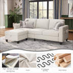 Sectional Sofa Couches for Living Room - 78''Convertible Modular Three-Seater L-Shaped Pet-Friendly Couch,Washable Sofa Cover-Bench Storage, Suitable for Small Living Room, Apartment,Office-Beige