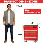 5-Drawer Tool Cart on Wheels, Drawers Rolling Tool Chest with Key Lock, Mobile Trolley Organizer Tools Box with Locking Wheels & Ball Bearing Drawers for Garage,Warehouse,Repair Shop (Red)
