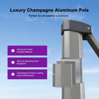 PURPLE LEAF 10' X 6.5' Left-right Tilting Patio Umbrella with Base Outdoor Swivel Cantilever Offset Aluminum Umbrella with Champagne Frame and 360-degree Rotation for Garden Deck Pool, Grey