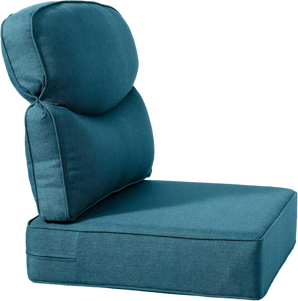 Luxury 24x24x6 Inch Smile Patio Cushions for Outdoor Furniture Set of 6 - Thick Back & Deep Seat Outside Chair Pillows for Rattan Metal Glider Loveseat Sectional Sofa - Peacock Blue