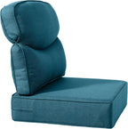 Luxury 24x24x6 Inch Smile Patio Cushions for Outdoor Furniture Set of 6 - Thick Back & Deep Seat Outside Chair Pillows for Rattan Metal Glider Loveseat Sectional Sofa - Peacock Blue