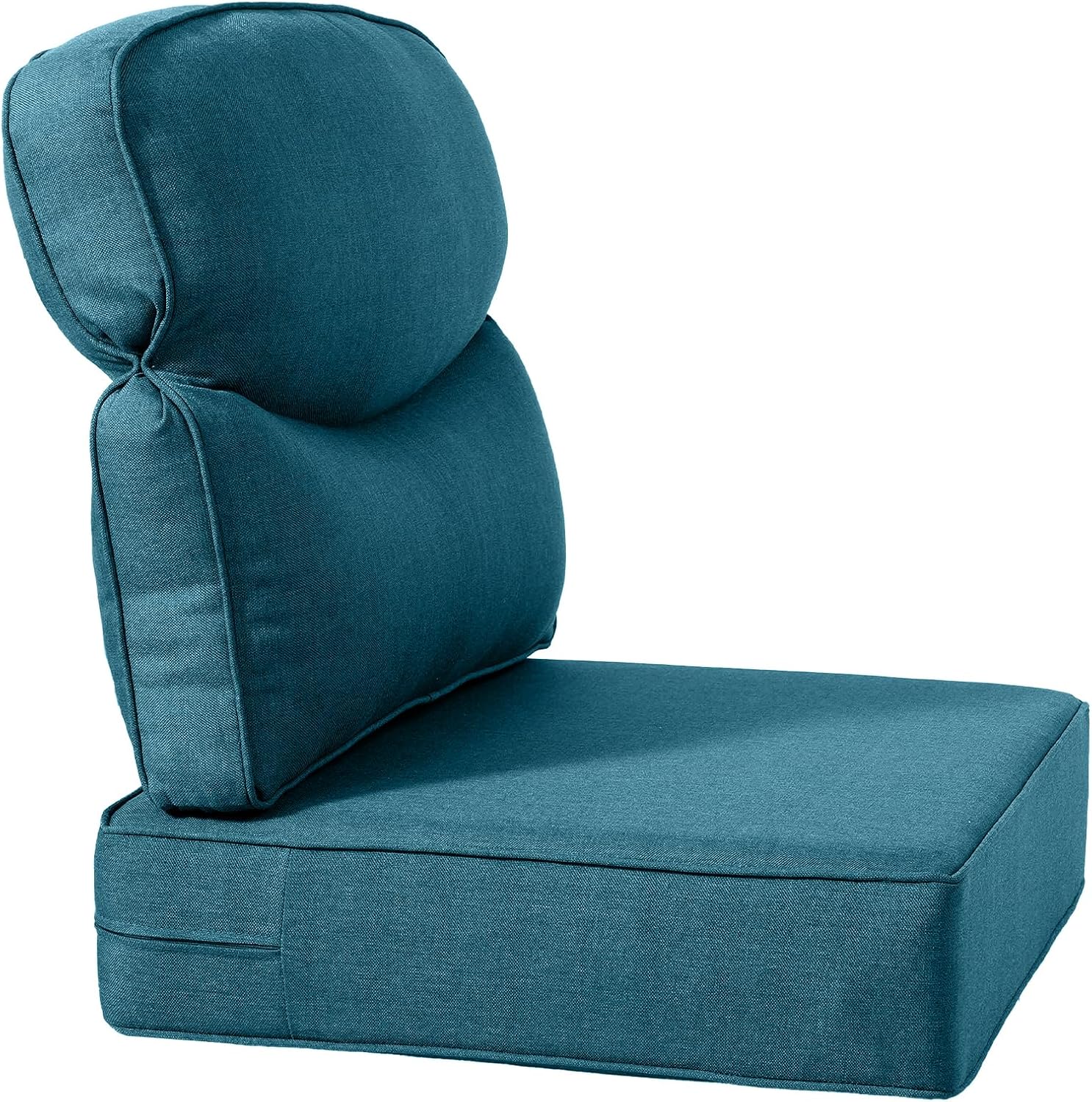 Luxury 24x24x6 Inch Smile Patio Cushions for Outdoor Furniture Set of 6 - Thick Back & Deep Seat Outside Chair Pillows for Rattan Metal Glider Loveseat Sectional Sofa - Peacock Blue