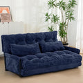 MAXYOYO Adjustable Floor Sofa Couch with 2 Pillows, Multi-Functional Bean Bag Bed, 5-Position Foldable Lazy Sofa Sleeper Bed with Armrest, Versatile Floor Seating for Reading, Navy, Double