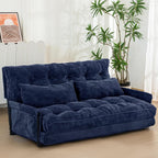 MAXYOYO Adjustable Floor Sofa Couch with 2 Pillows, Multi-Functional Bean Bag Bed, 5-Position Foldable Lazy Sofa Sleeper Bed with Armrest, Versatile Floor Seating for Reading, Navy, Double