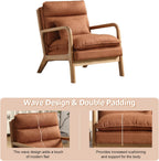 INZOY Accent Chairs Set of 2, Mid Century Modern Accent Chair with Wood Frame, Upholstered Reading Armchair with Waist Cushion, Side Chair for Living Room Bedroom Office, Easy Assembly, Brown