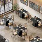 LITTLE TREE Wooden Square Dining Table 4 Sets, 31.5" Farmhouse Kitchen Table with Heavy-Duty Pedestal Base, Dinner Furniture for Dining Room, Living Room, Kitchen (1, Black)