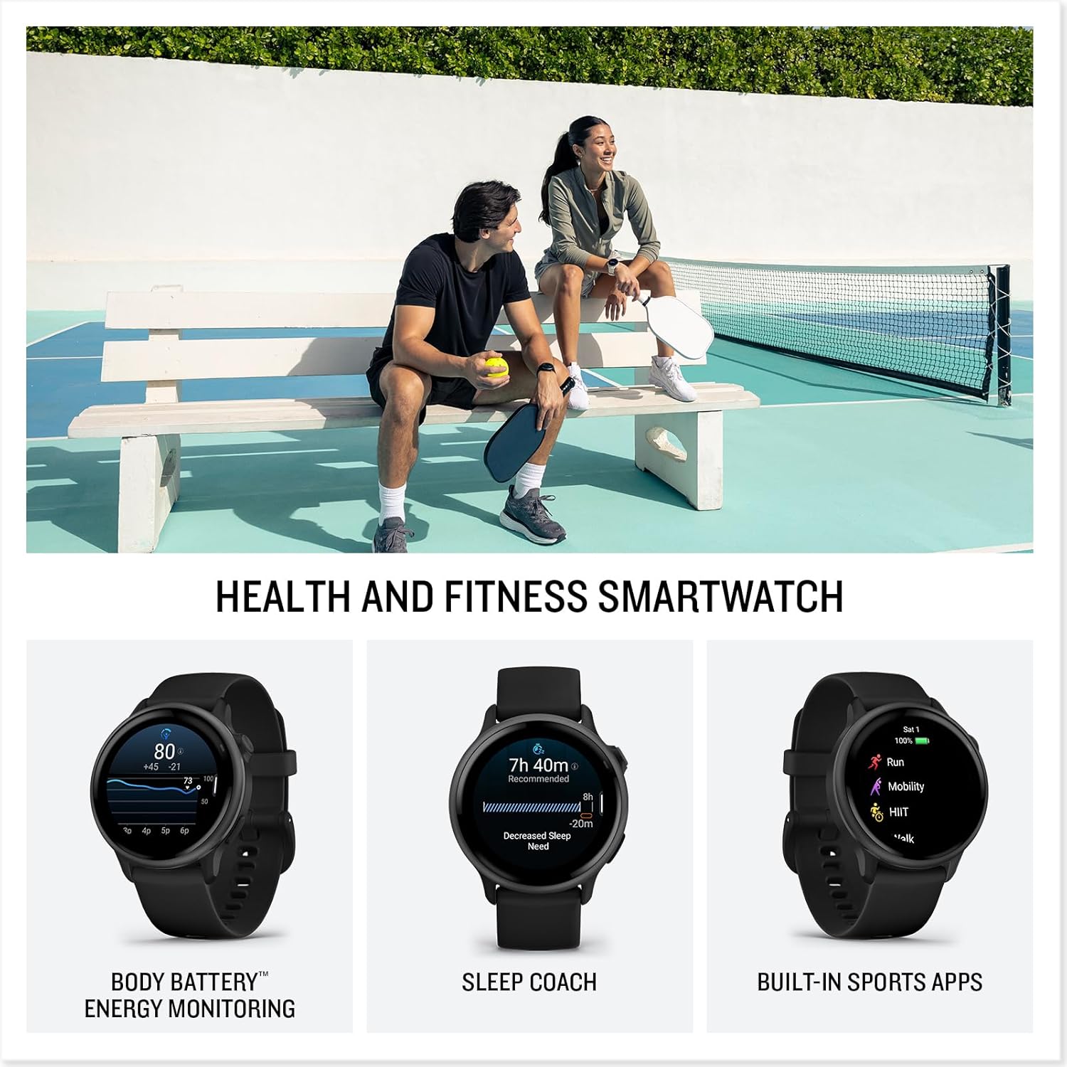 Garmin vívoactive® 6  Health and Fitness GPS Smartwatch  AMOLED Display  Up to 11 Days of Battery  Slate with Black Band