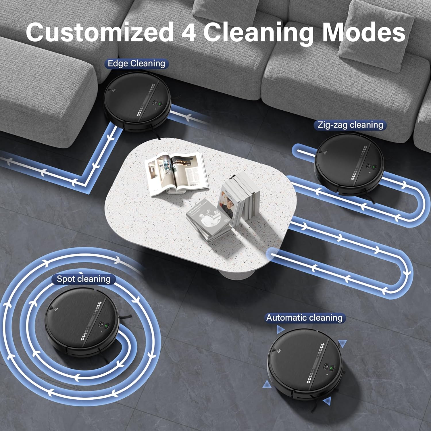 Robot Vacuum and Mop Combo, 2-in-1 Robot Vacuum Cleaner, 2.87'' Slim Design, Wi-Fi/App/Voice Control, 3D Obstacle Avoidance & Self-Charging Robotic Vacuum for Hard Floors, Carpets, Pet Hair