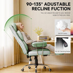 COMHOMA Big and Tall Office Chair, High Back Leather Gaming Chair with Footrest, Executive Ergonomic Office Chairs with Pocket Spring Lumbar Support and with Outward Fixed Soft Armrests