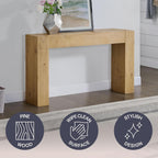 Alaterre Furniture Stockyard Solid Wood Console Table - 56 Inch Modern Farmhouse Entryway Table - Easy Assembly Living Room Furniture for Behind The Couch, Entryway, or Hallway (Light Oak)