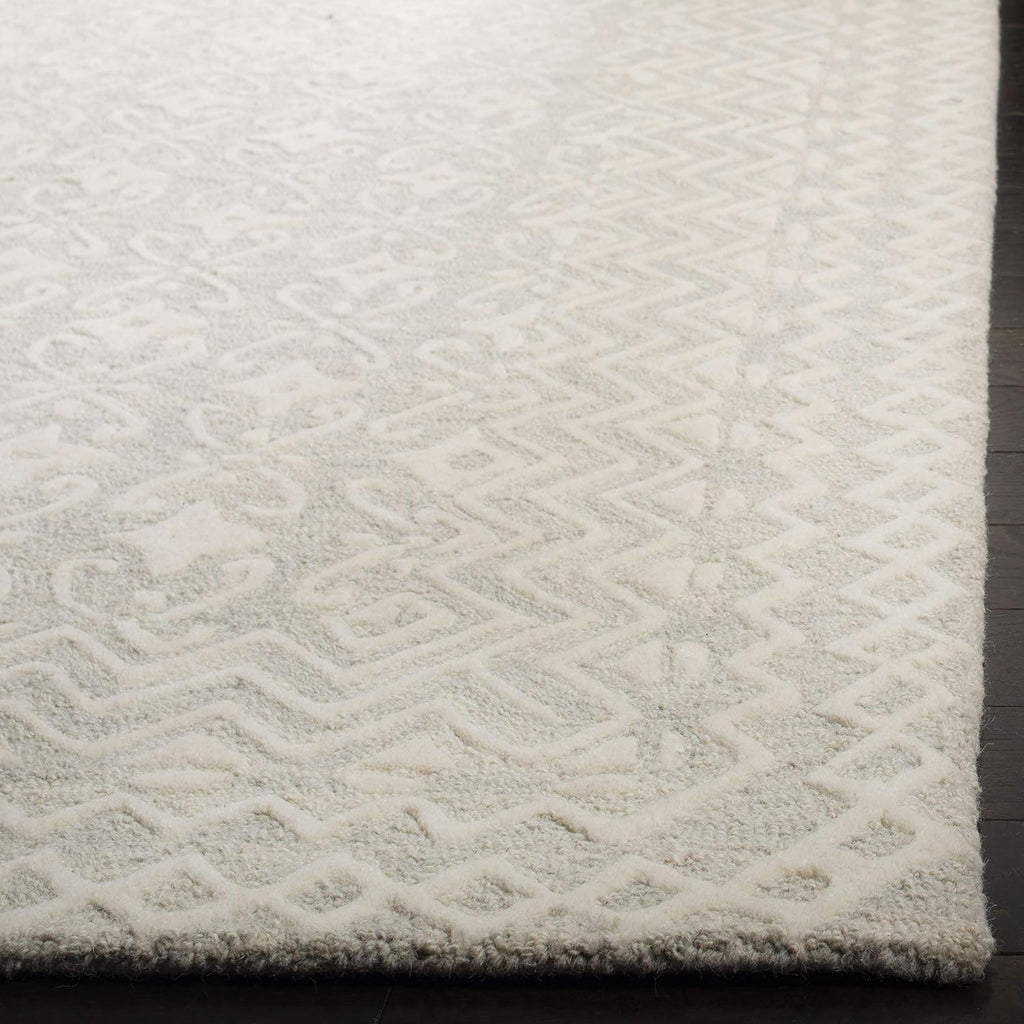 SAFAVIEH Blossom Collection Area Rug - 9' x 12', Grey & Ivory, Handmade Wool, Ideal for High Traffic Areas in Living Room, Bedroom (BLM114F)