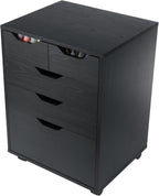 Winsome Halifax Mobile Storage Cabinet with 5 Drawers in Black, Stylish & Functional Home Storage Cabinet for Filing, Kitchen Organization, Moveable Furniture for Office, Dorms, Apartments
