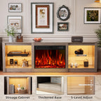 70" Fireplace TV Stand for TVs up to 80 Inches with 23'' Electric Fireplace Insert, Entertainment Center for Living Room, Gray