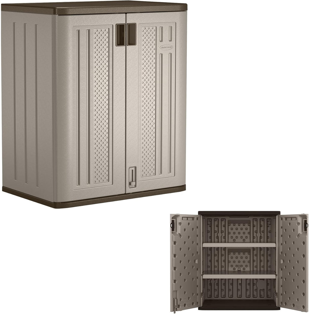 Suncast 36" Resin Base Garage Storage Cabinet, Platinum, Made in the USA
