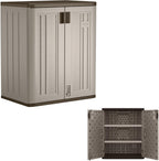 Suncast 36" Resin Base Garage Storage Cabinet, Platinum, Made in the USA