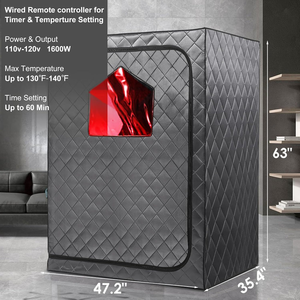 Full Body Portable Personal Infrared Saunas for Home  2 Person Sauna Tent  at Home Sauna  Portable Infrared Sauna Two-Person Sauna Tent with 2 Foldable Chairs  Remote Control